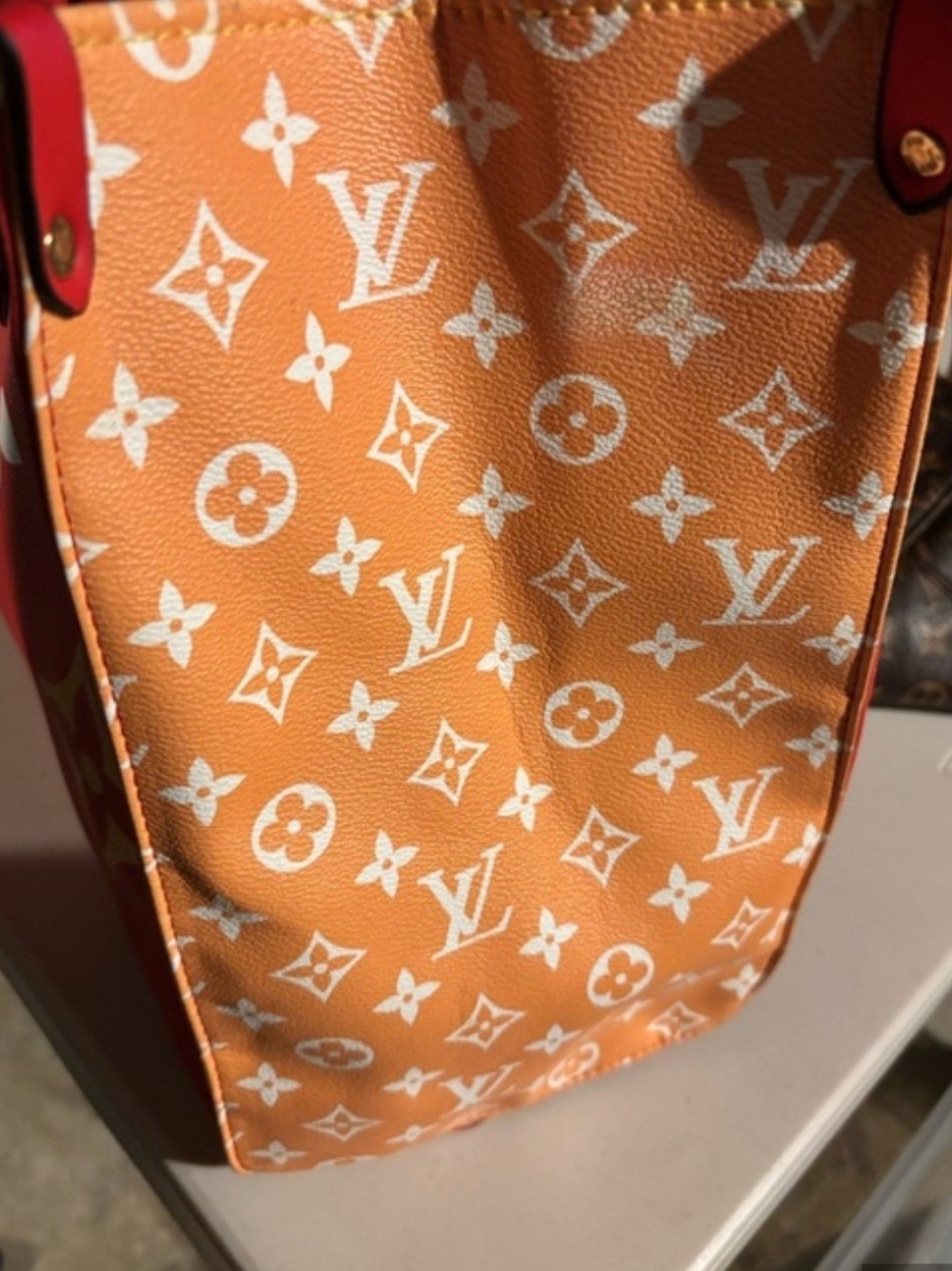 Louis Vuitton Red and Yellow Oversized Monogram Tote - Picture 4 of 8